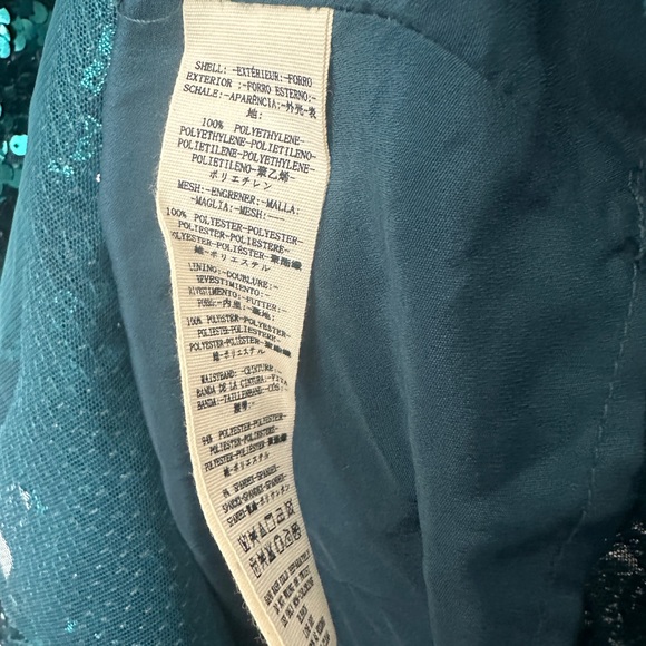 Free People Teal Sequin V-Neck Mini Party Dress with Black Velvet Tie - Picture 12 of 12